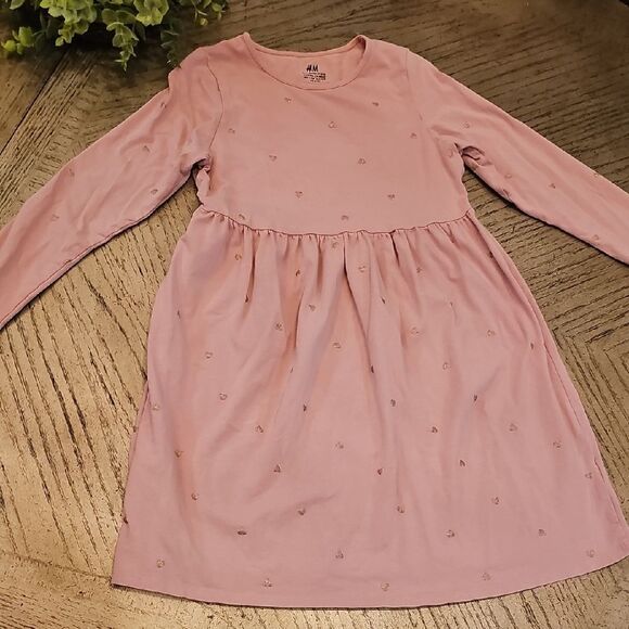 H&M Pink Long Sleeve Heart Dress 8/10 - Picture 1 of 10